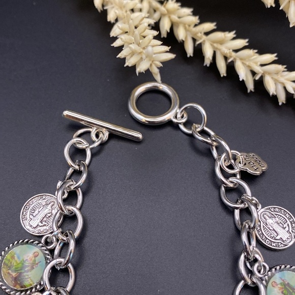 Silver Plated Religious Charm Bracelet - Picture 3 of 8